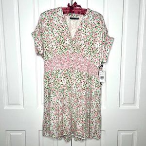 NWT Black Tape_ Pink and White (Spring Day) Floral Smocked Dress in XL